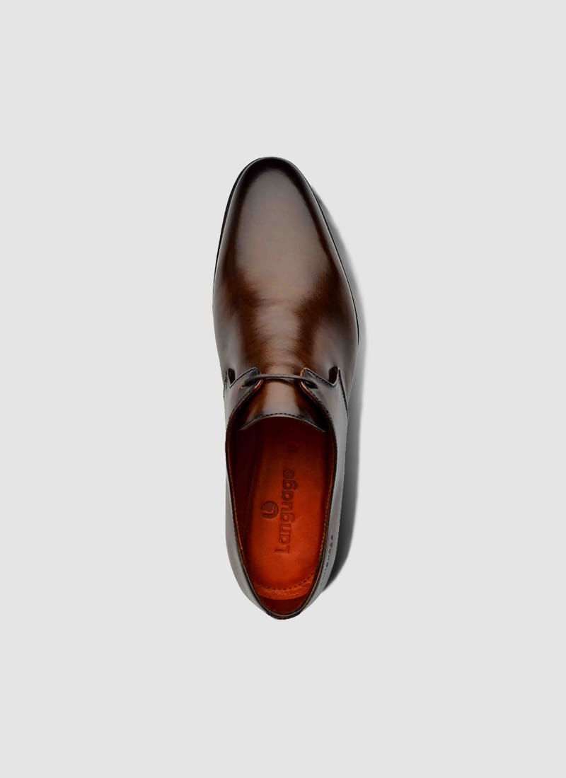 Language Shoes-Men-Fisher Derby-Premium Leather-Brown Colour-Formal Shoe