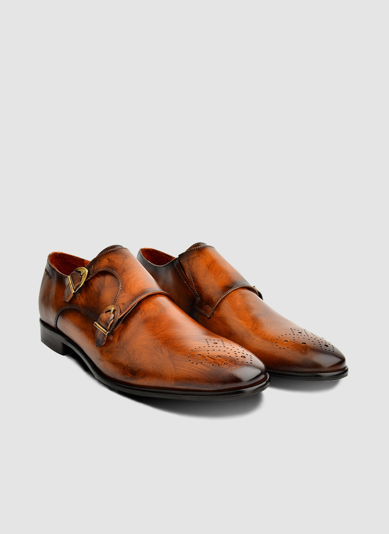 Language Shoes-Men-Maybri Monk-Premium Leather-Tan Colour-Formal Shoe