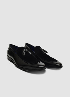 Language Shoes-Men-August Loafer-Combination of Leather/Fabric-Black Colour-Formal Shoe
