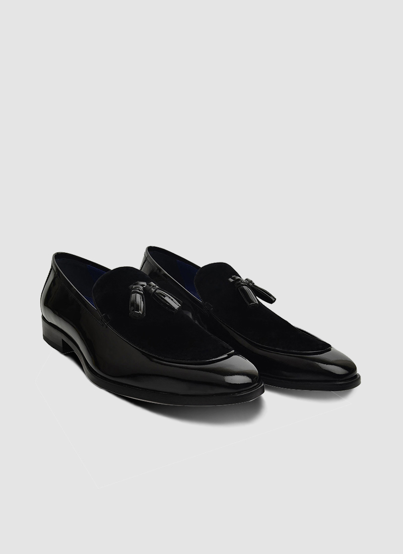 Language Shoes-Men-August Loafer-Combination of Leather/Fabric-Black Colour-Formal Shoe
