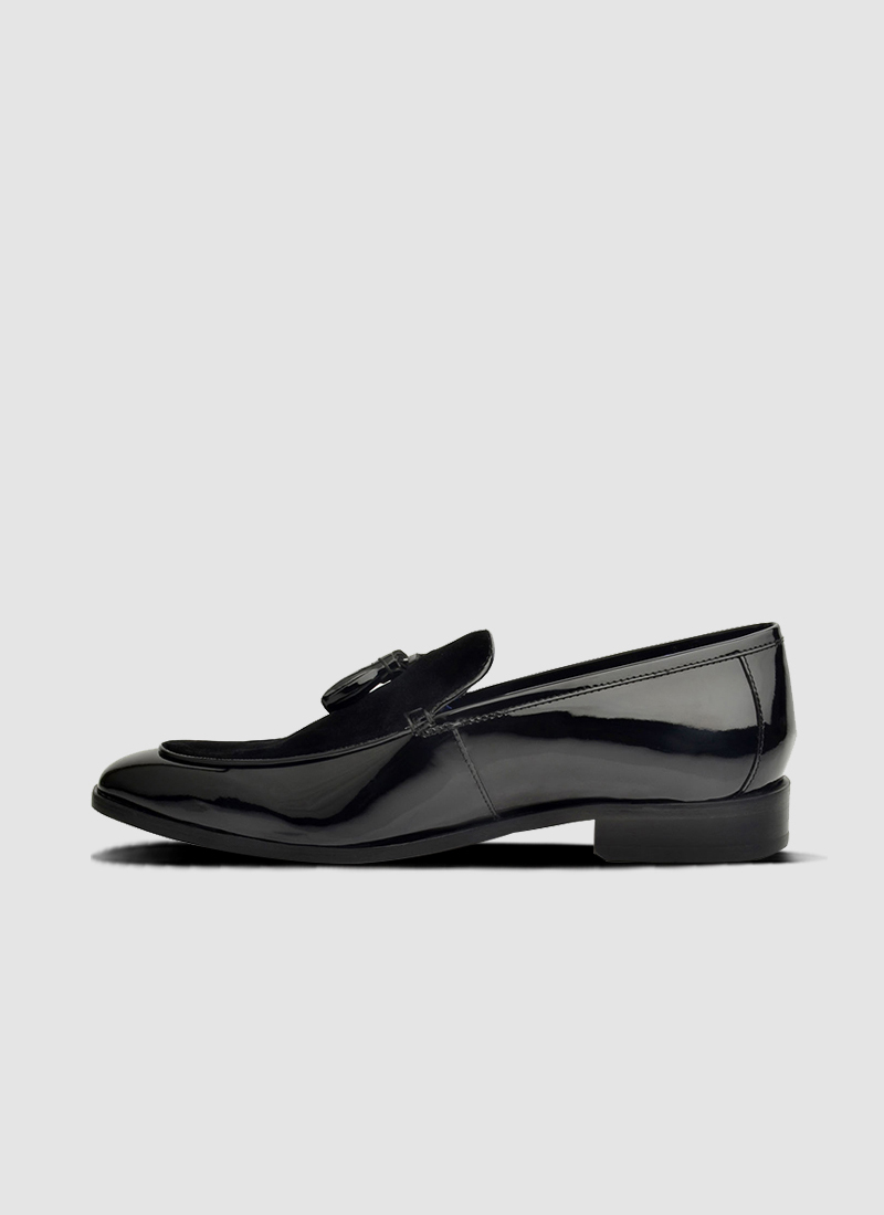 Language Shoes-Men-August Loafer-Combination of Leather/Fabric-Black Colour-Formal Shoe