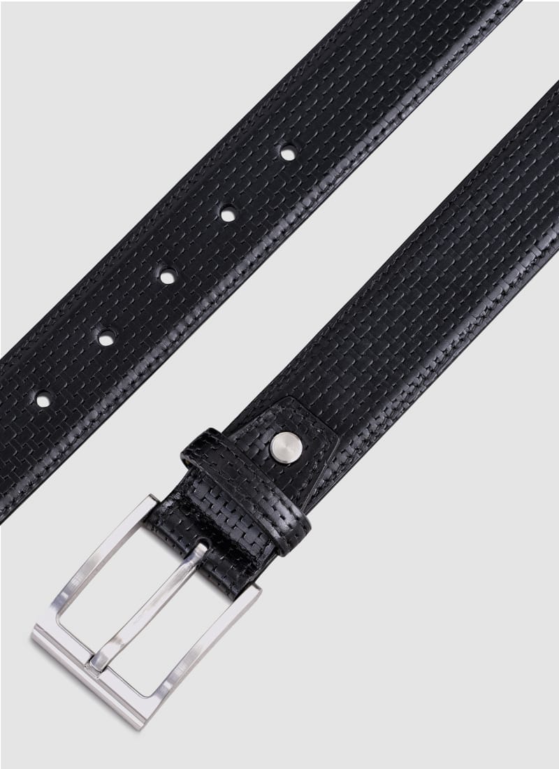 Language Shoes-Men-David Belt-Premium Leather-Black Colour-Belt