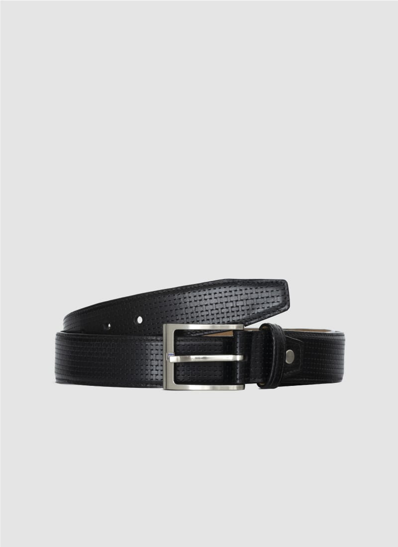 Language Shoes-Men-David Belt-Premium Leather-Black Colour-Belt