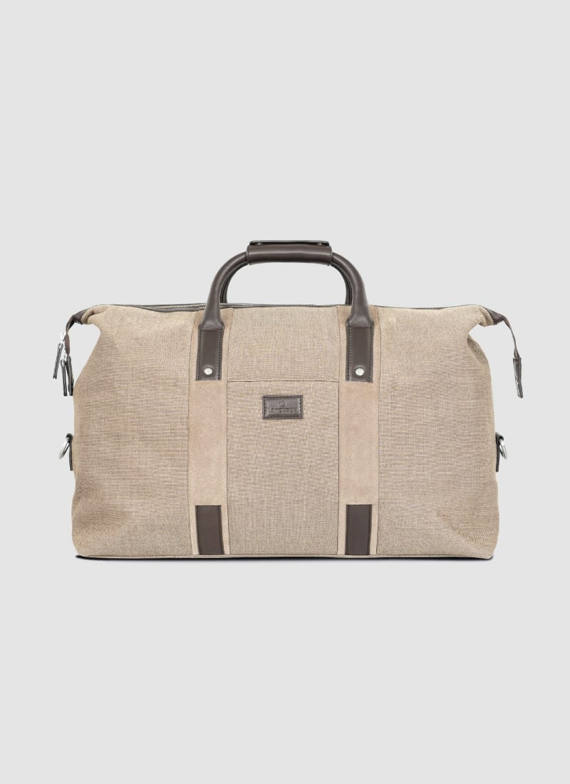 Language Shoes-Men-Explorer Duffle-Combination of Fabric/Leather-Beige Colour-Leather Accessories