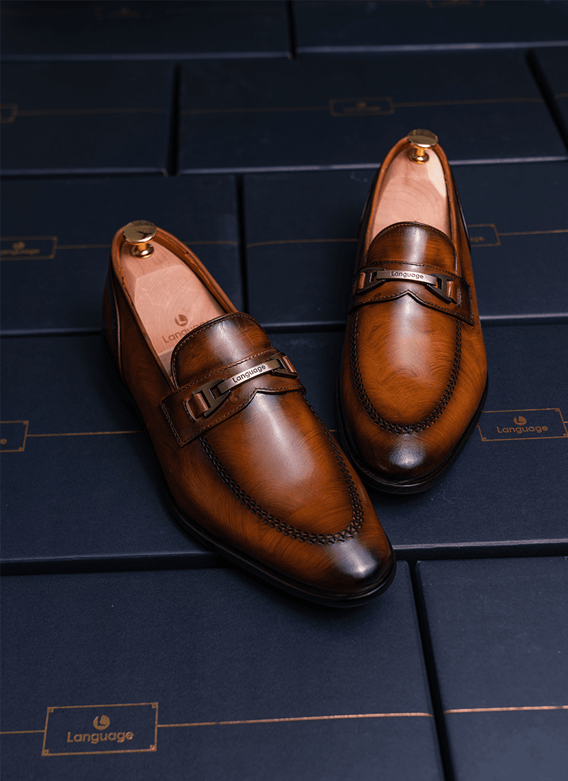 Language Shoes-Men-Bruno-Loafer-Premium Leather-Tan Colour-Formal Shoe