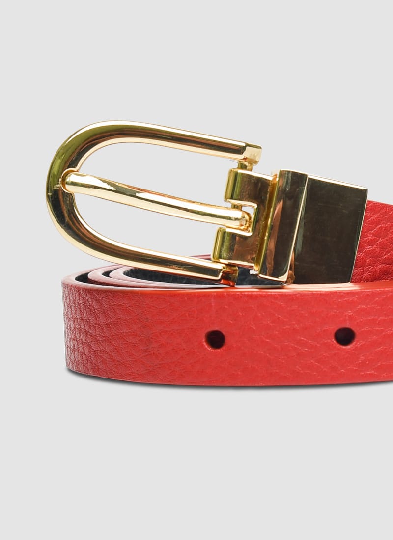 Language Shoes-Women-Eliza Belt-Premium Leather-Red/Black Colour-Belt