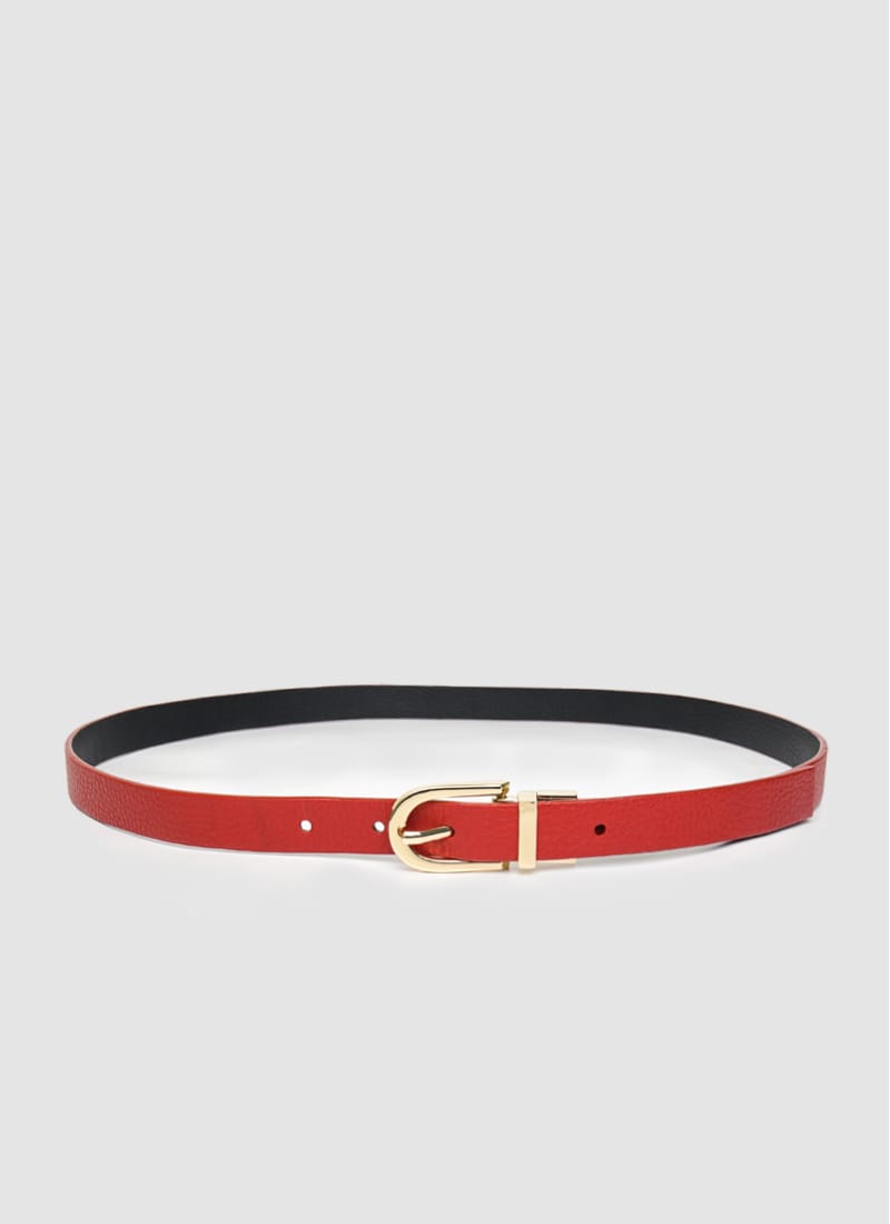 Language Shoes-Women-Eliza Belt-Premium Leather-Red/Black Colour-Belt