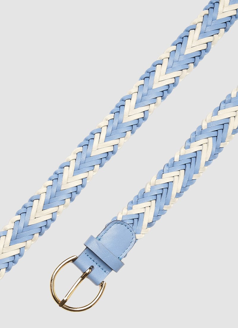 Language Shoes-Women-Della Belt-Premium Leather-Ecru/Blue Colour-Belt