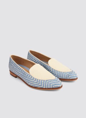 Language Shoes-Women-Maia Loafer-Premium Leather-Blue/Ecru Colour-Formal Shoe